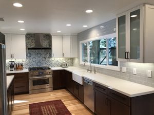 kitchen remodeler used frosted glass to double amount of light in room