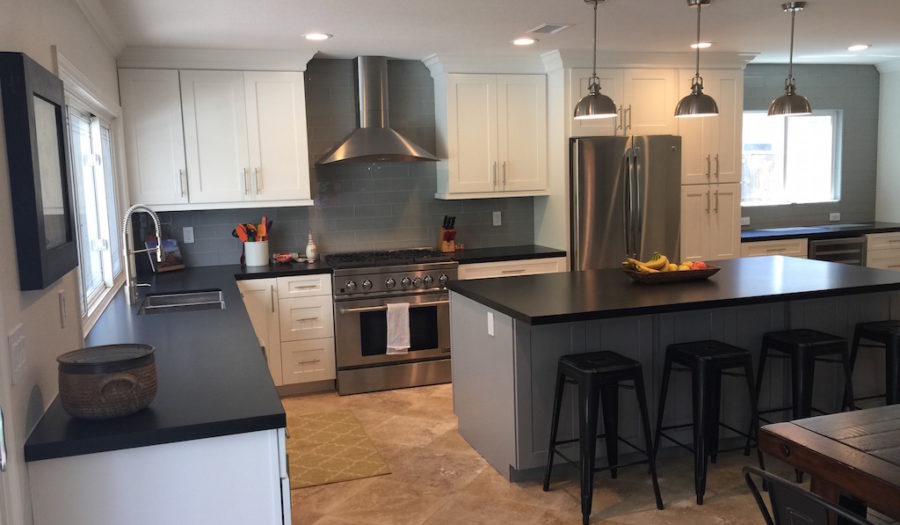 kitchen renovation contractor uses island space to create eat-in kitchen