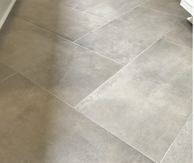 large tile in herringbone pattern